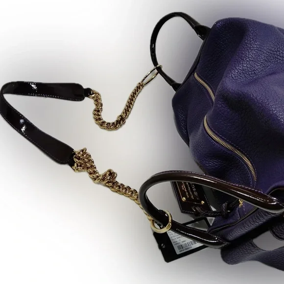 DOLCE & GABBANA Purple Leather Handbag NWT Eye Catching Design with Gold Accents - Picture 6 of 14